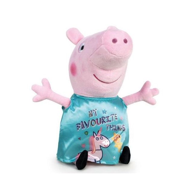 Jucarie din plus Peppa Pig cu rochie unicorn turquoise, 27 cm