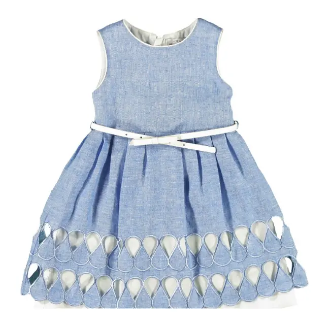 Rochie bleu din in (3930), 80 cm / 12 luni