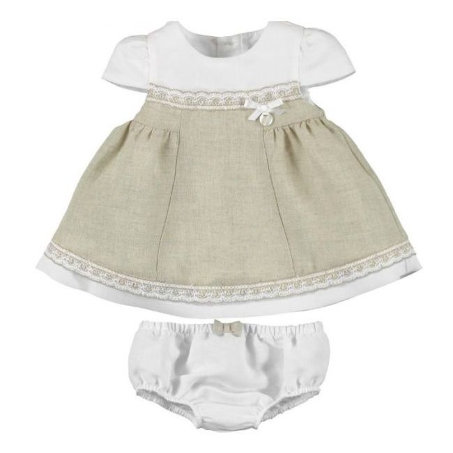 Rochie crem/alb din in (1823), 65 cm / 2-4 luni