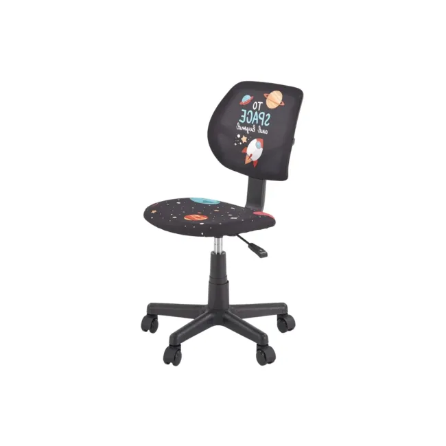 Scaun birou copii hm bingo, stofa, baza polipropilena, inaltime reglabila, rotatie 360°, 70 kg, negru drm10549
