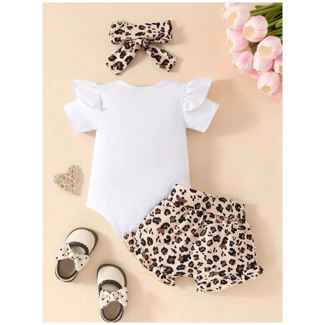 Set "daddy's girl" – body, pantaloni scurti si bentita cu imprimeu leopard mbtu107-r1