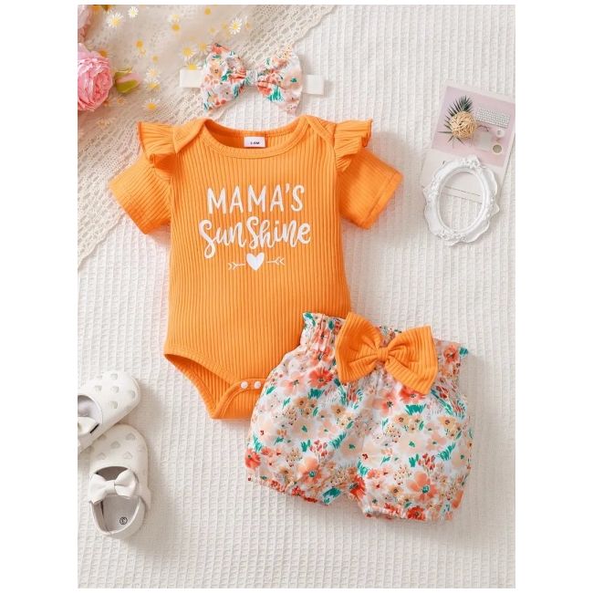Set "mama's sunshine" – body, pantaloni scurti si bentita mbtu106-r2