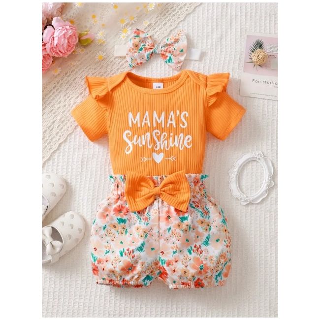 Set "mama's sunshine" – body, pantaloni scurti si bentita mbtu106-r2