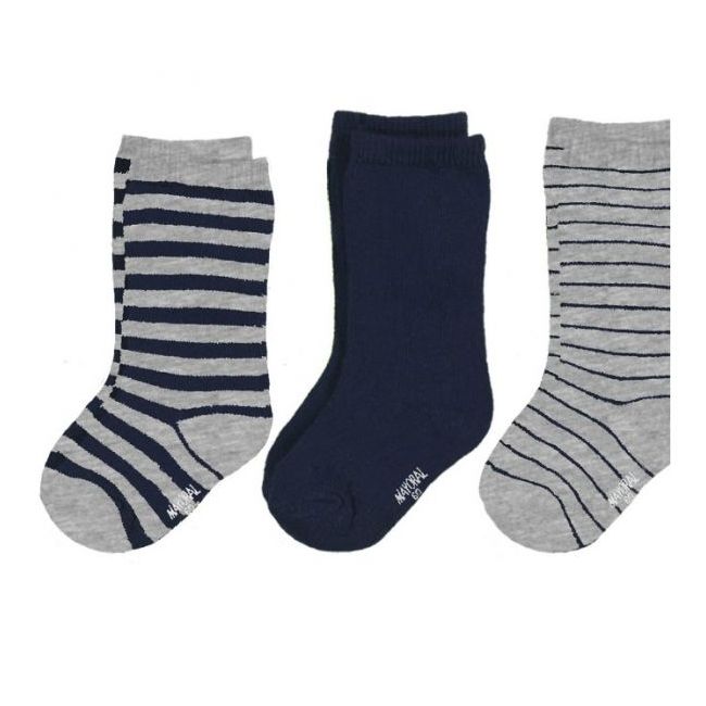 Set 3 perechi sosete, Gri/Bleumarin (10103), 6 luni