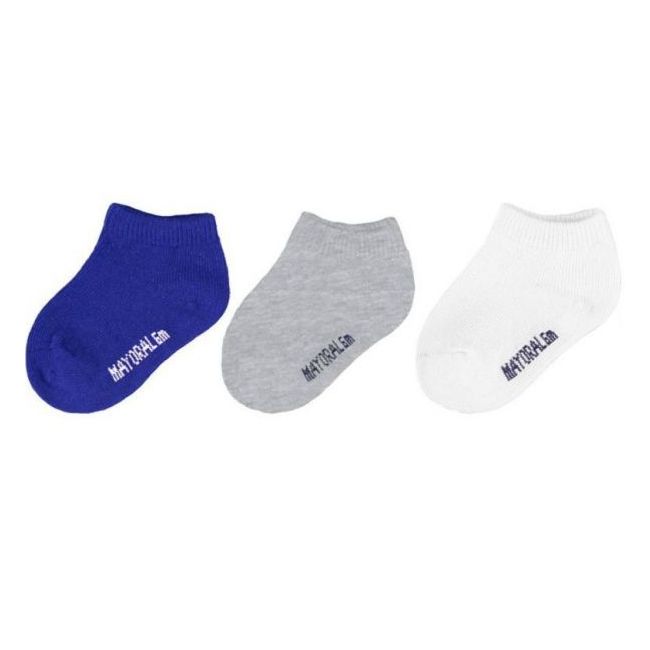 Set 3 perechi sosete scurte, Albastru/Gri/Alb (10243), 6 luni