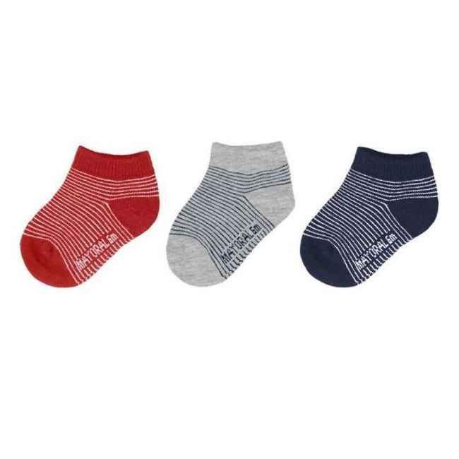 Set 3 perechi sosete scurte, Rosu/Gri/Bleumarin (10241), 12 luni