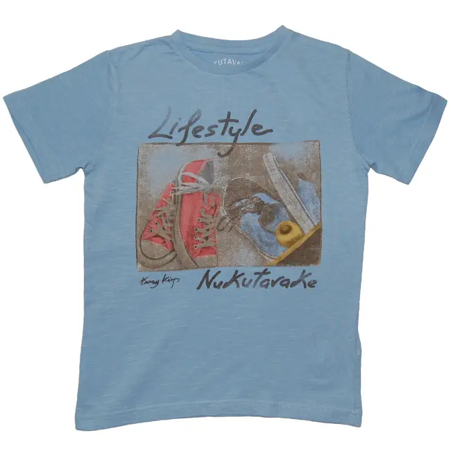 Tricou albastru cu imprimeu (6032), 10 ani / 140 cm