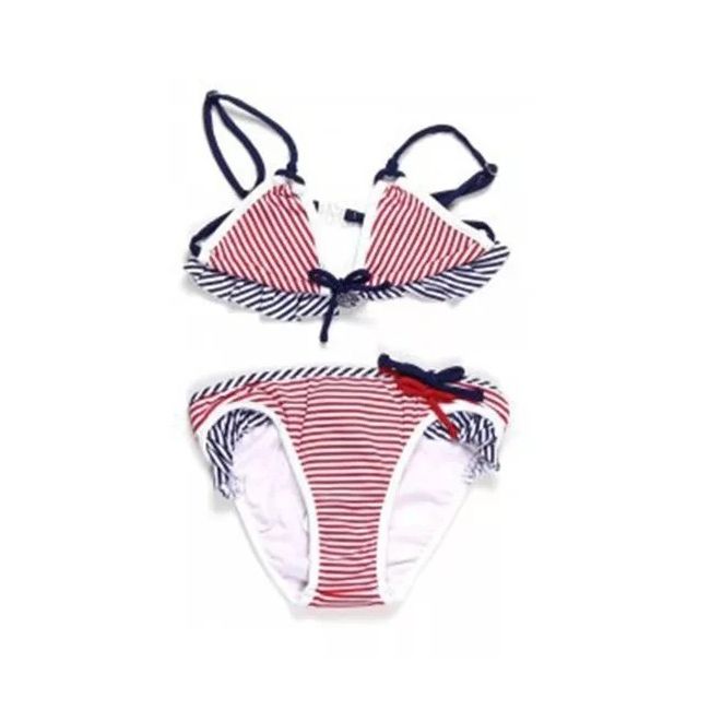 Costum de baie 2 piese Rosu/Alb/Bleumarin (3751), 7 ani, 122 cm