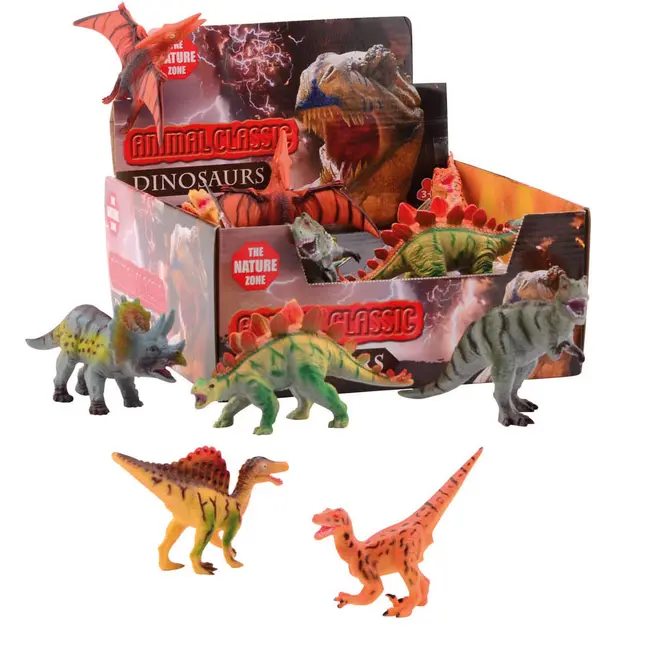 Set 6 figurine dinozauri din cauciuc, diverse modele, 13 - 17 cm