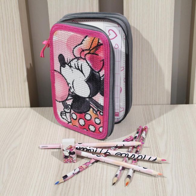 Penar echipat Minnie Mouse cu 3 compartimente, 42 piese