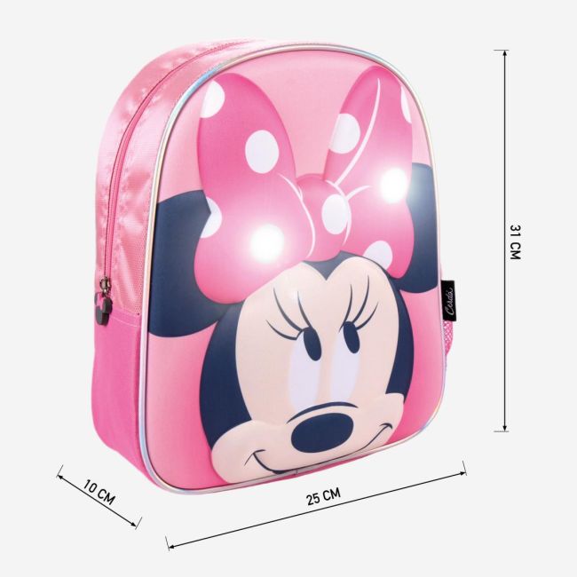 Rucsac Minnie Mouse 3D cu luminite, 25x31x10 cm