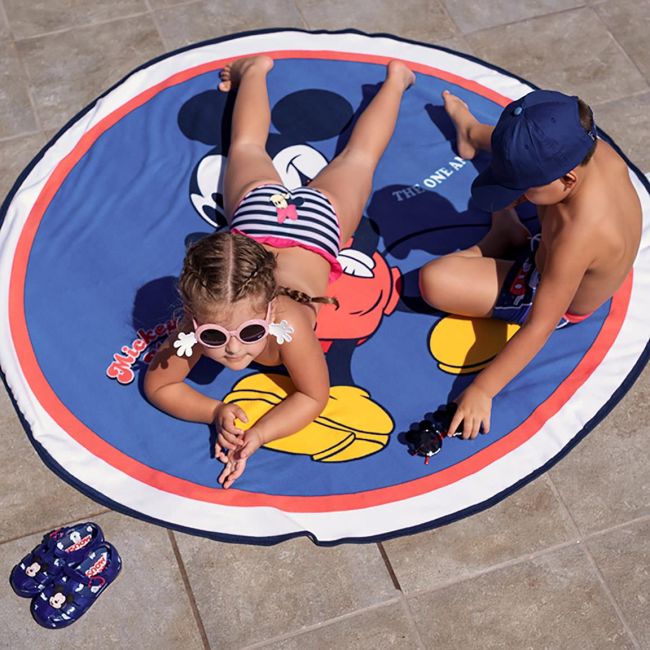 Prosop rotund pentru plaja, Mickey Mouse, 140 cm