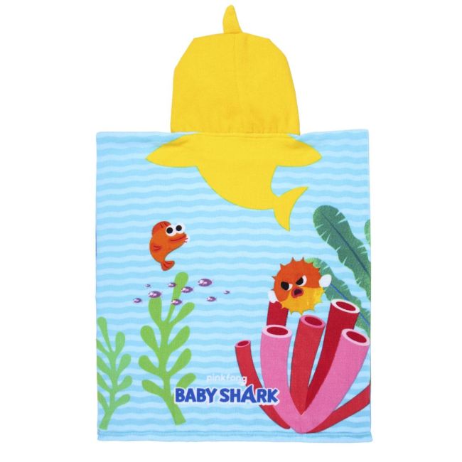 Prosop poncho cu gluga, Baby Shark, 50 x 115 cm