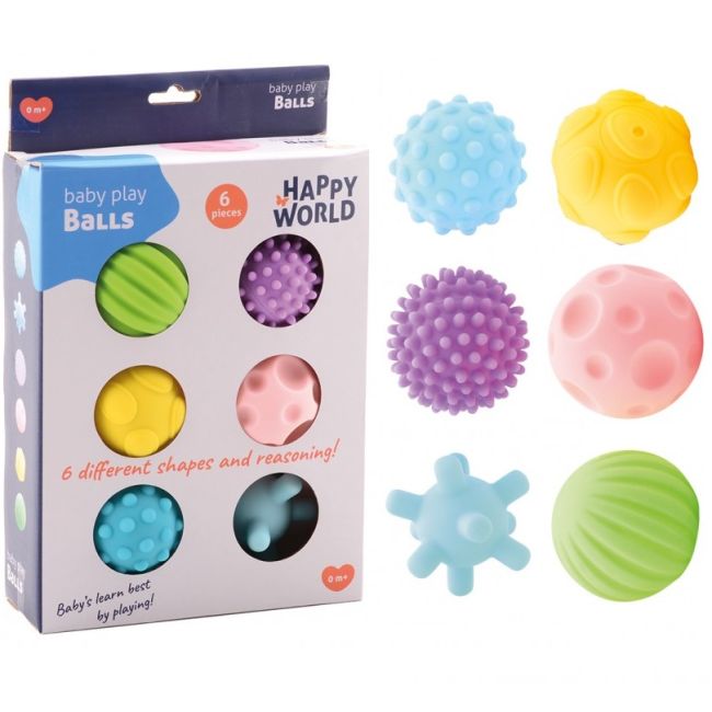 Set 6 mingi din cauciuc pentru baie / dezvoltare senzoriala