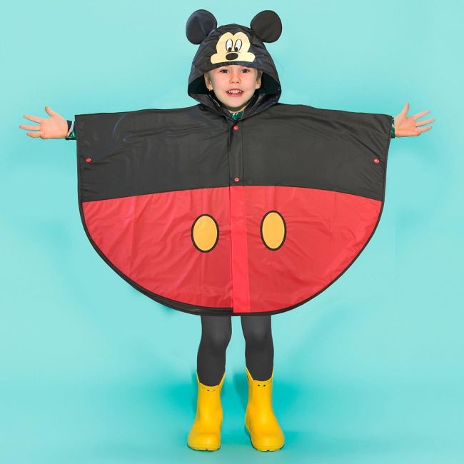 Pelerina de ploaie tip poncho, cu urechi Mickey Mouse, 5 - 6 ani