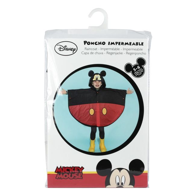 Pelerina de ploaie tip poncho, cu urechi Mickey Mouse, 5 - 6 ani