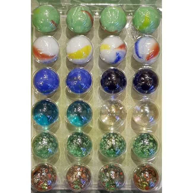 Set 48 de bile multicolore din sticla, 16 mm