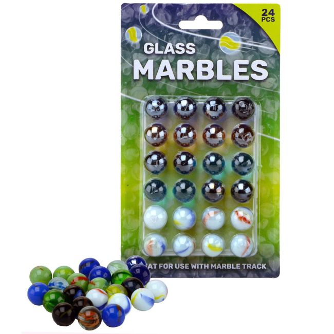 Set 48 de bile multicolore din sticla, 16 mm