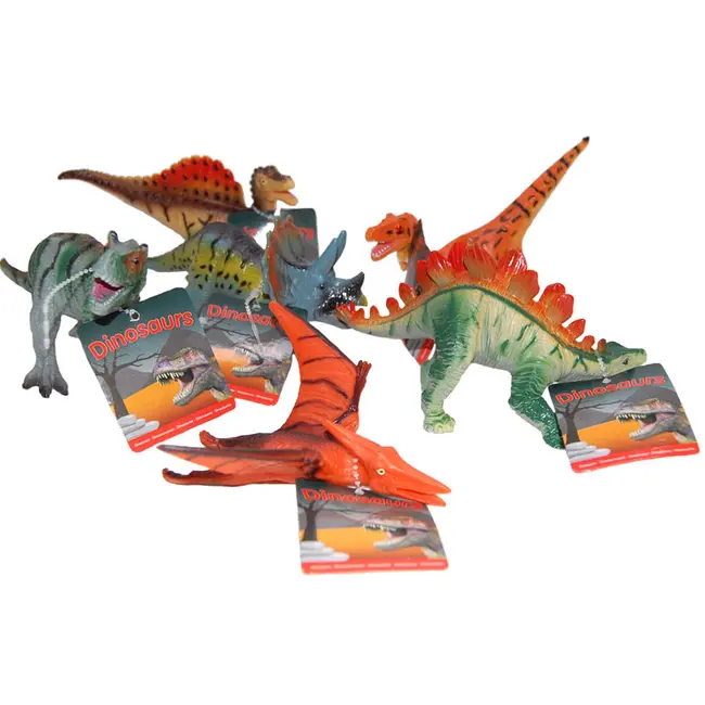 Set 6 figurine dinozauri din cauciuc, diverse modele, 13 - 17 cm