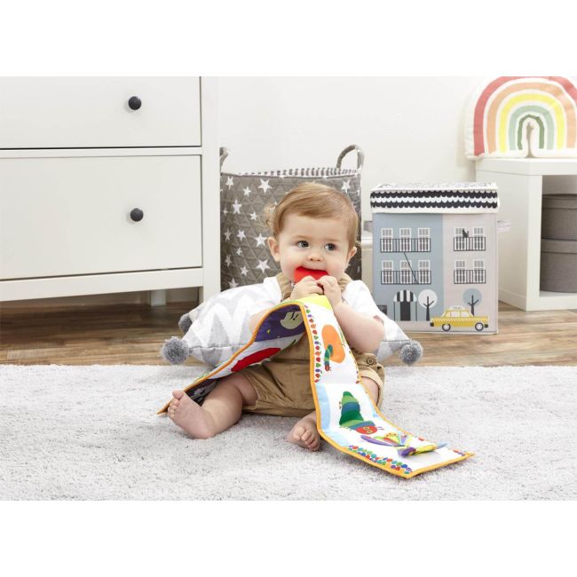 Jucarie textila Tiny & Very Hungry Caterpillar cu doua fete pentru dezvoltare senzoriala