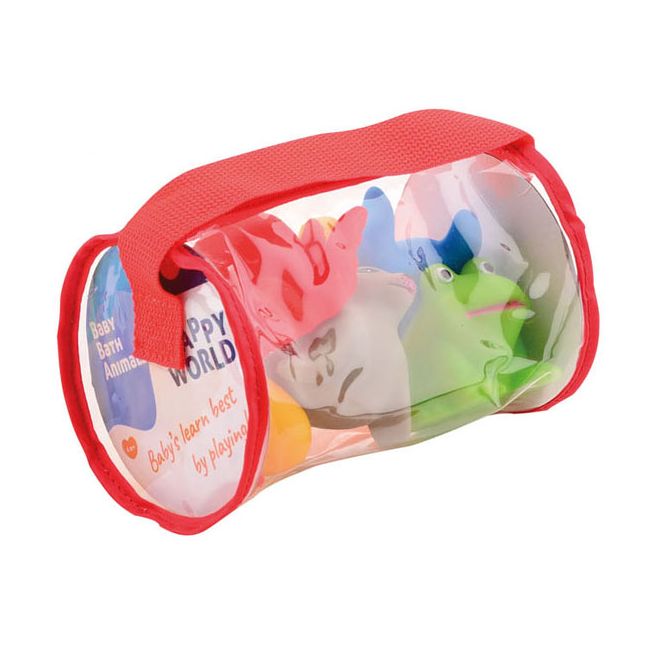 Set 6 jucarii pentru baie in husa rosie