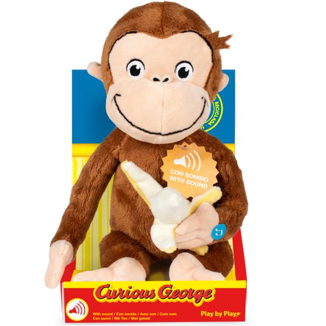 Jucarie din plus cu sunete Curious George cu banana, 24 cm