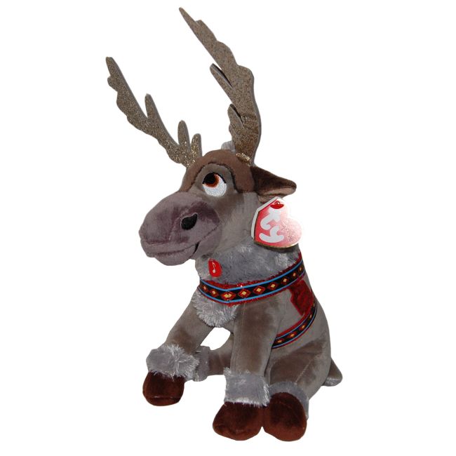 Jucarie din plus cu sunete Renul Sven cu ham rosu, Frozen, 25 cm