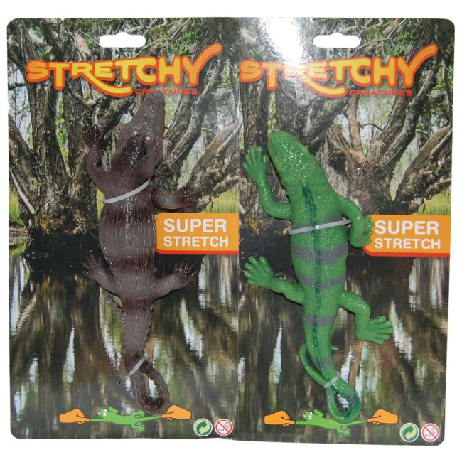 Set 2 crocodili super elastici din silicon, verde/maro, 25 cm