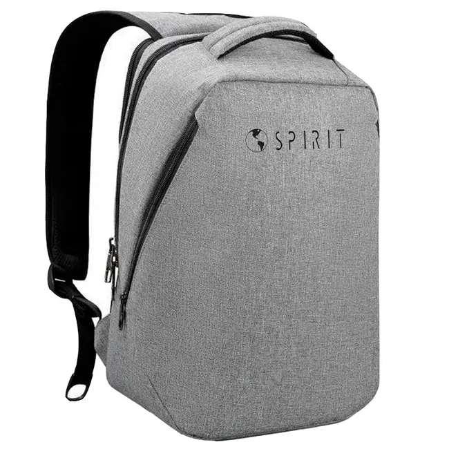 Rucsac Spirit Tech Anti-furt, buzunar laptop, port USB, Gri, 45x35x18 cm