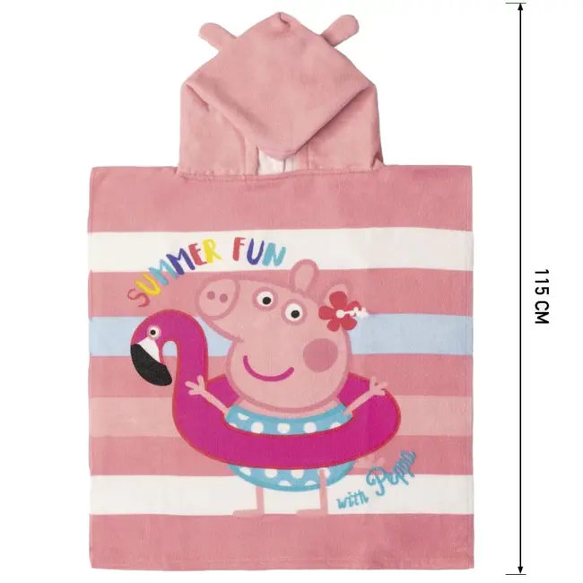 Prosop poncho cu gluga, Peppa Pig Summer Fun, 50 x 115 cm