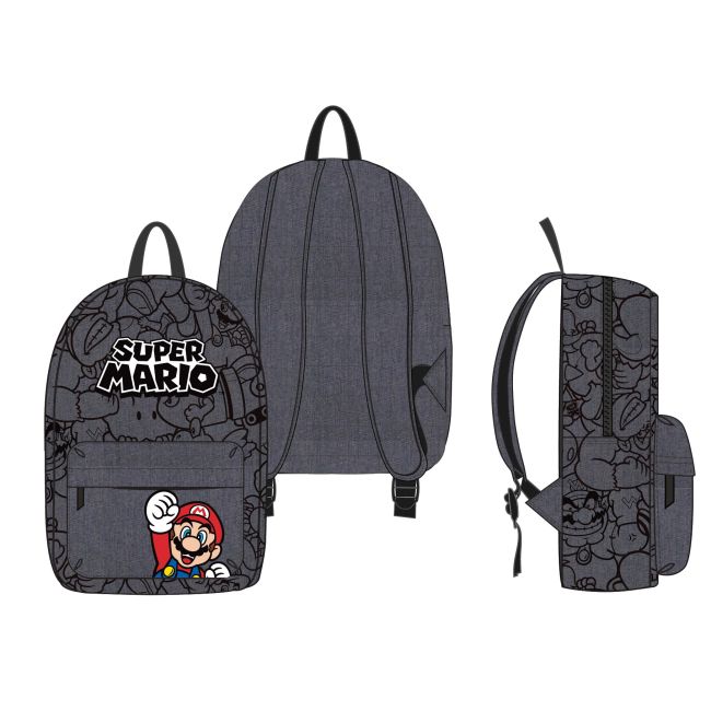 Rucsac Super Mario cu buzunar frontal, 32x25x10 cm