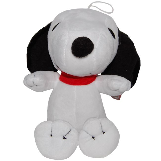 Jucarie din plus Snoopy asezat cu zgarda rosie, 18 cm