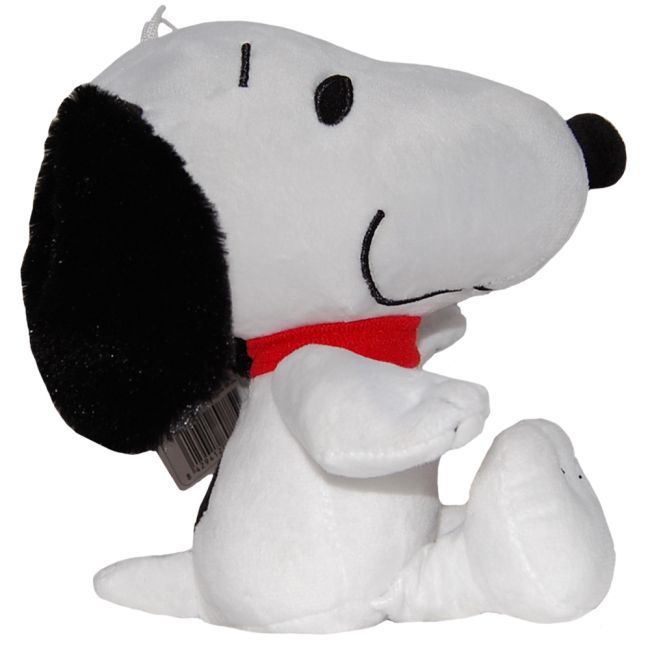 Jucarie din plus Snoopy asezat cu zgarda rosie, 18 cm