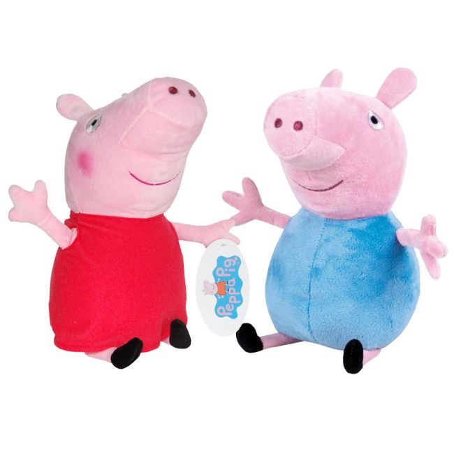 Set 2 jucarii din plus George & Peppa Pig 17 cm, Peppa Pig
