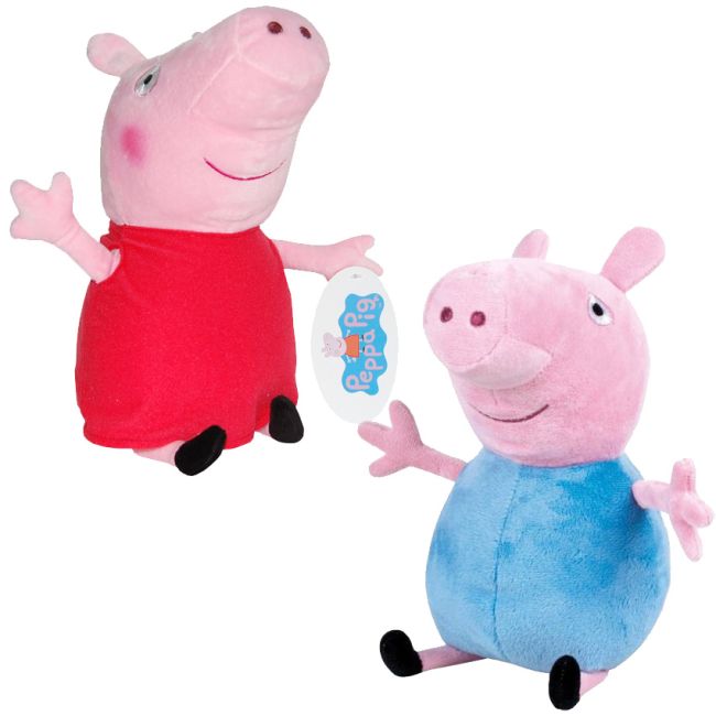 Set 2 jucarii din plus George & Peppa Pig 17 cm, Peppa Pig