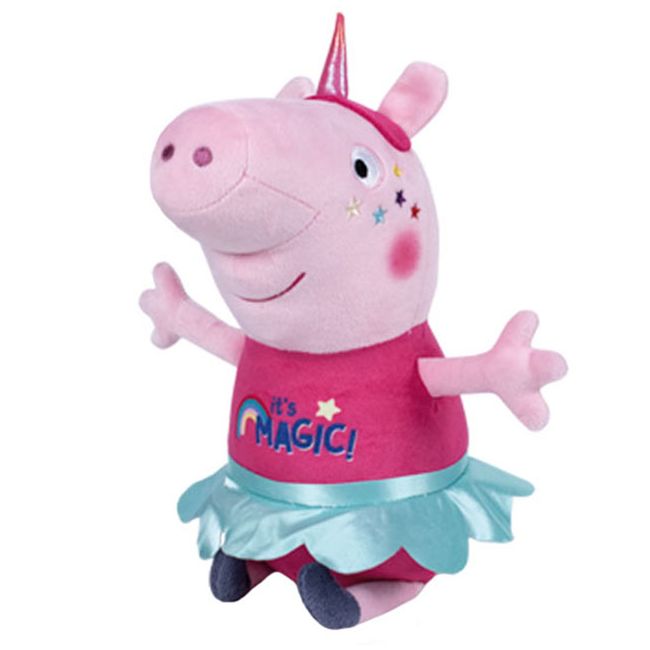 Set 2 jucarii din plus George Dinos & Peppa Pig Unicorn 25 cm, Peppa Pig