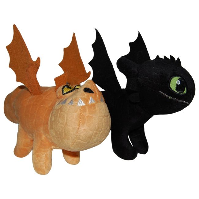 Set 2 jucarii din plus Toothless 25 cm si Meatlug 21 cm, How to train your dragon