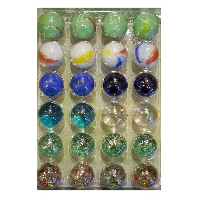 Set 24 de bile multicolore din sticla, 16 mm