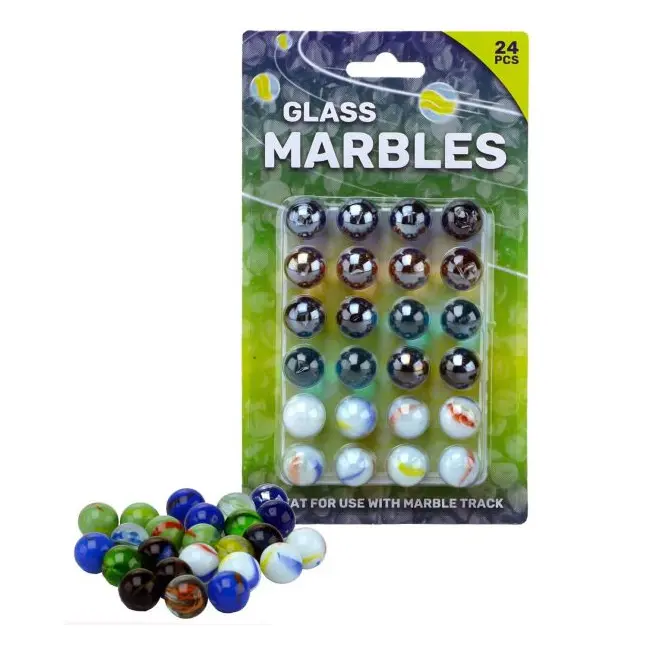 Set 24 de bile multicolore din sticla, 16 mm