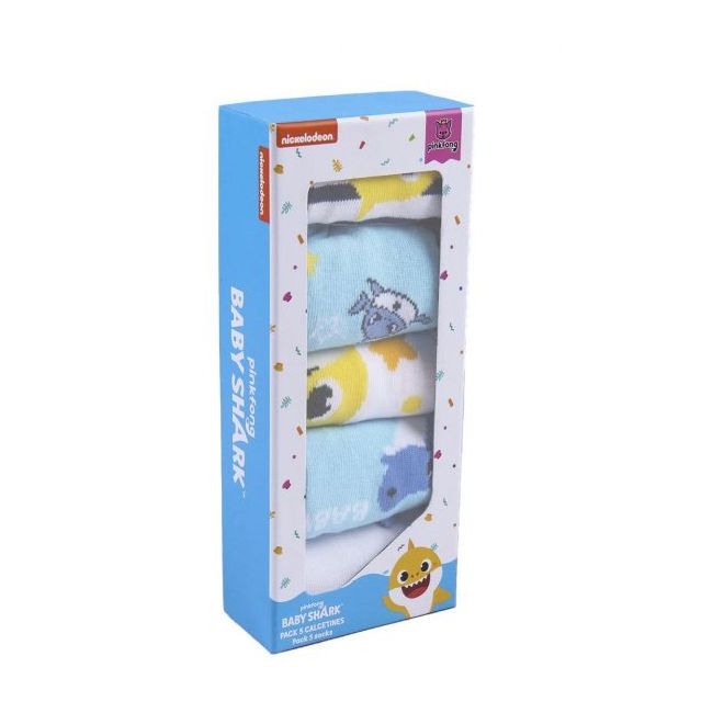 Set 5 perechi sosete Baby Shark, marimea 17/18