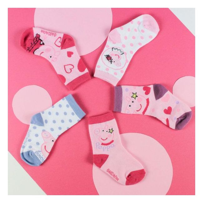Set 5 perechi sosete Peppa Pig, marimea 19/20
