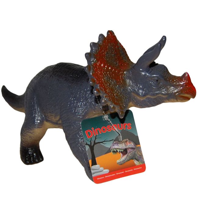 Set 2 figurine dinozauri din cauciuc, Triceratops si Stegosaurus, 32-34 cm
