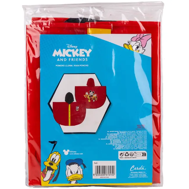Pelerina de ploaie tip poncho, Mickey Mouse, Rosu, 3 - 4 ani