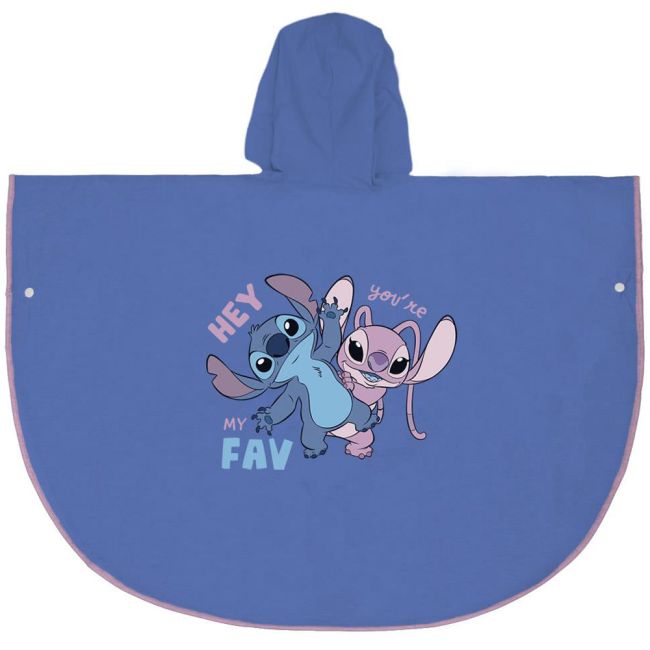 Pelerina de ploaie tip poncho, Stitch, Albastru, 5 - 6 ani