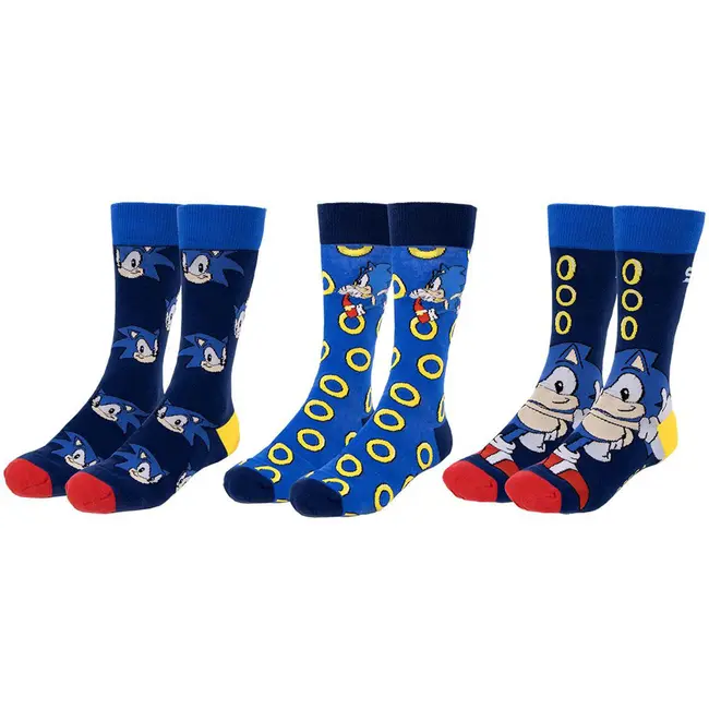 Set 3 perechi sosete Sonic, 35/41