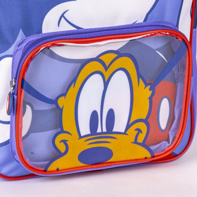 Rucsac Mickey Mouse cu buzunar transparent, 25x30x12 cm