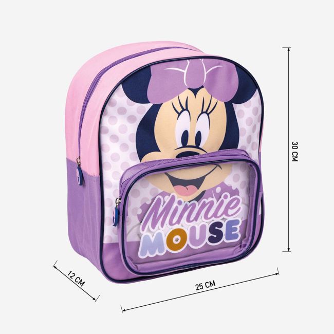 Rucsac Minnie Mouse cu buzunar transparent, 25x30x12 cm