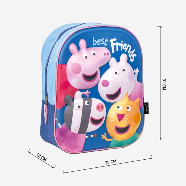 Rucsac 3D Peppa Pig Best Friends, 25x31x10 cm