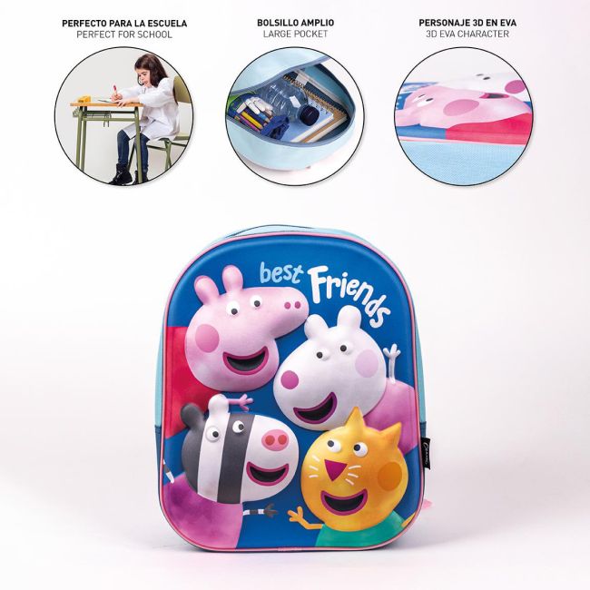 Rucsac 3D Peppa Pig Best Friends, 25x31x10 cm