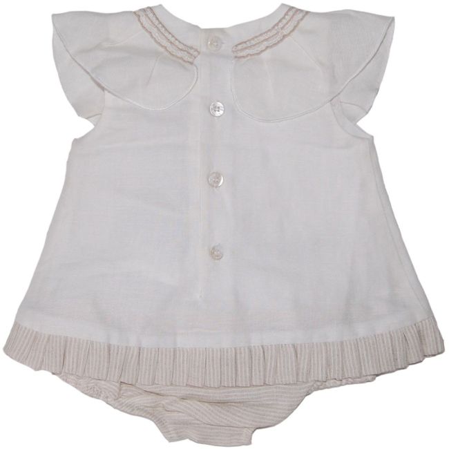 Rochie alba/crem din in (1820), 50 cm / 0-1 luni